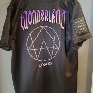 Wonderland Loner Patch Tee with Purple and Orange Accents